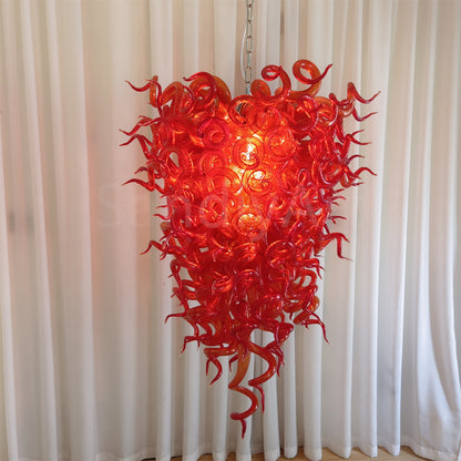 Red blown glass chandelier for home hotel decoraiton