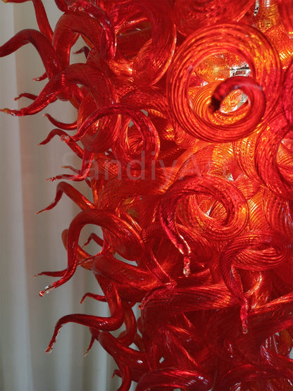 Red blown glass chandelier for home hotel decoraiton