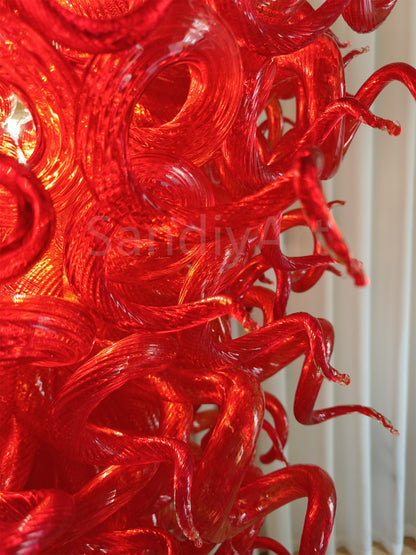 Red blown glass chandelier for home hotel decoraiton