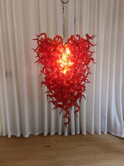 Red blown glass chandelier for home hotel decoraiton
