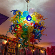 Muticolor blown glass chandelier