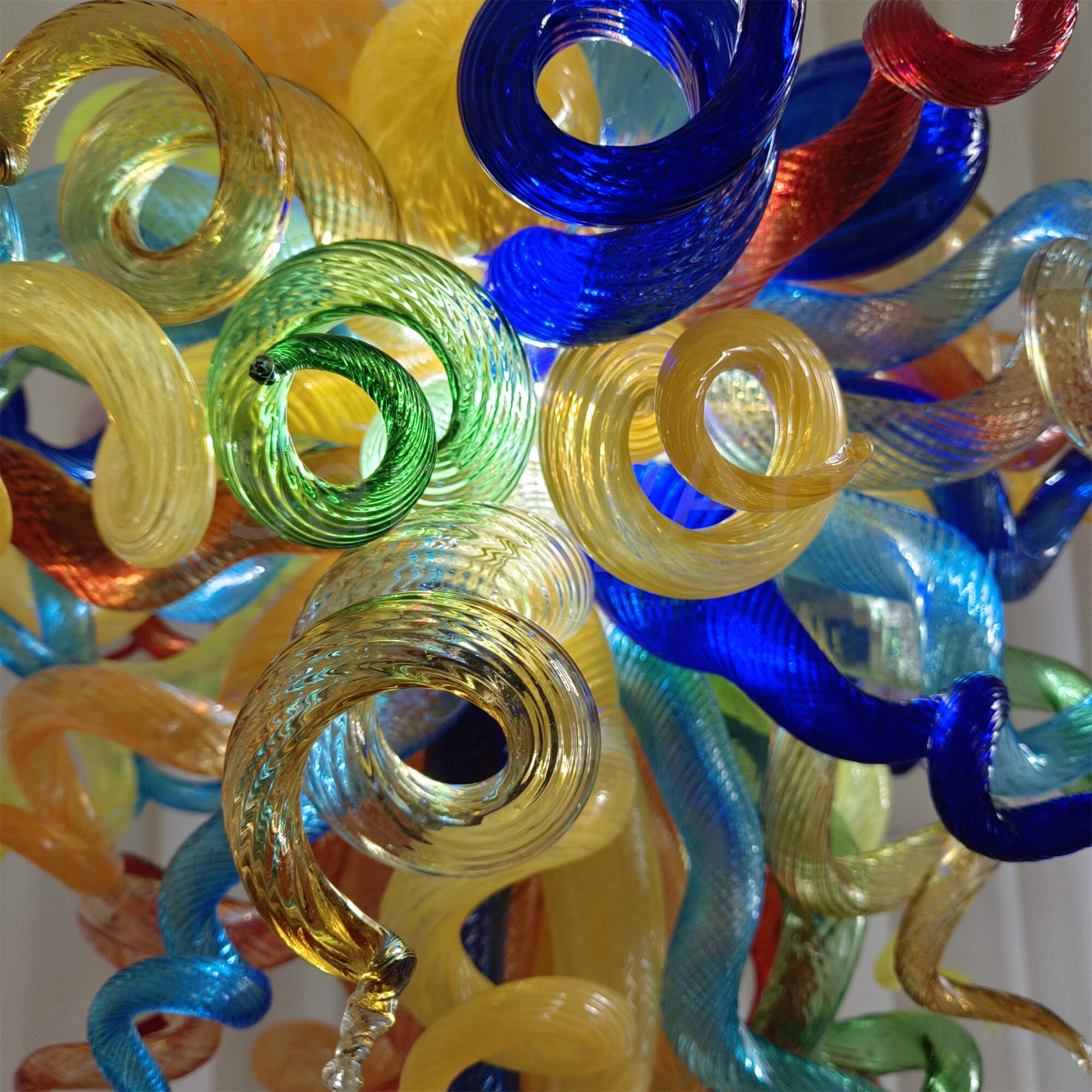 Muticolor blown glass chandelier
