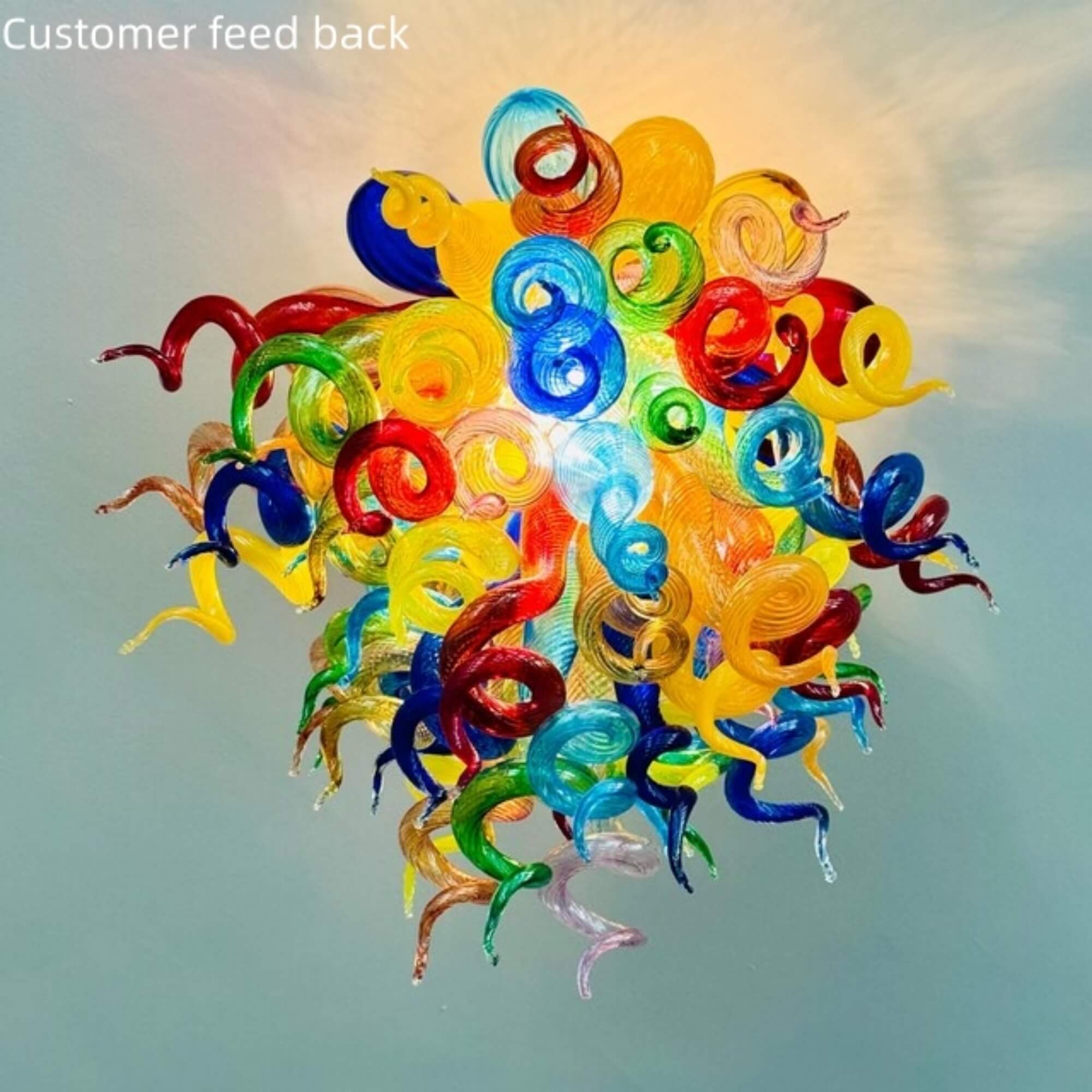 Muticolor blown glass chandelier