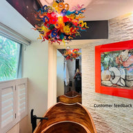 Muticolor blown glass chandelier