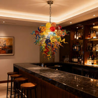 Muticolor blown glass chandelier