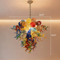 Muticolor blown glass chandelier