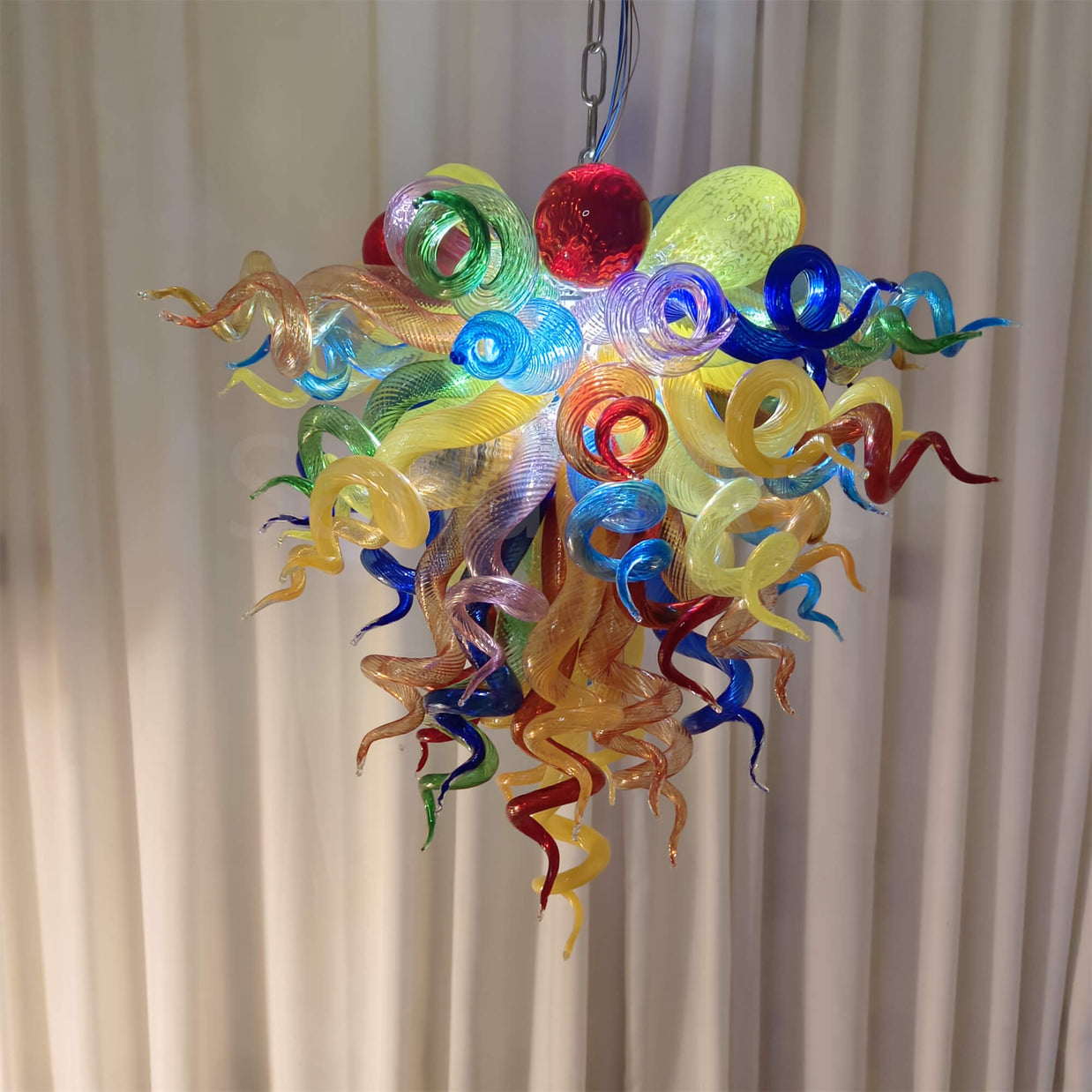 Muticolor blown glass chandelier