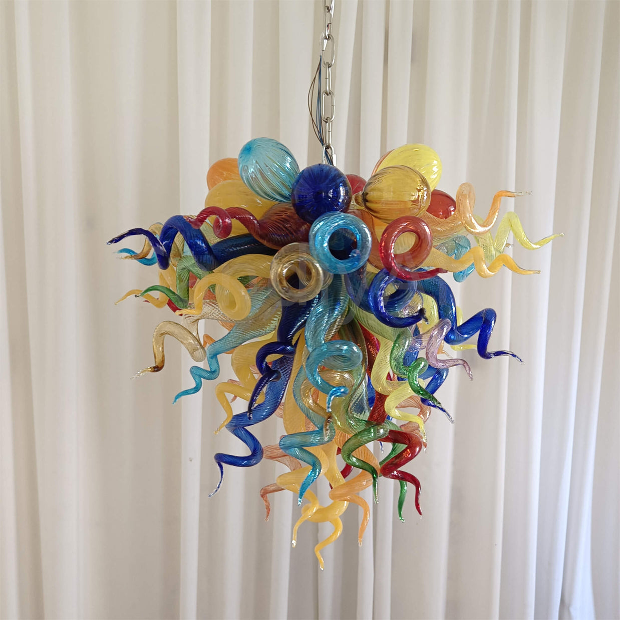 Muticolor blown glass chandelier