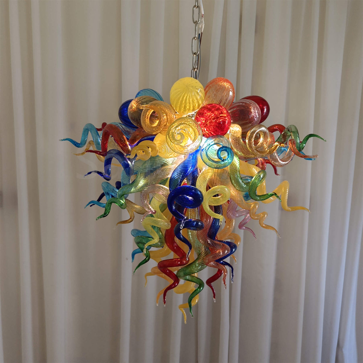 Muticolor blown glass chandelier