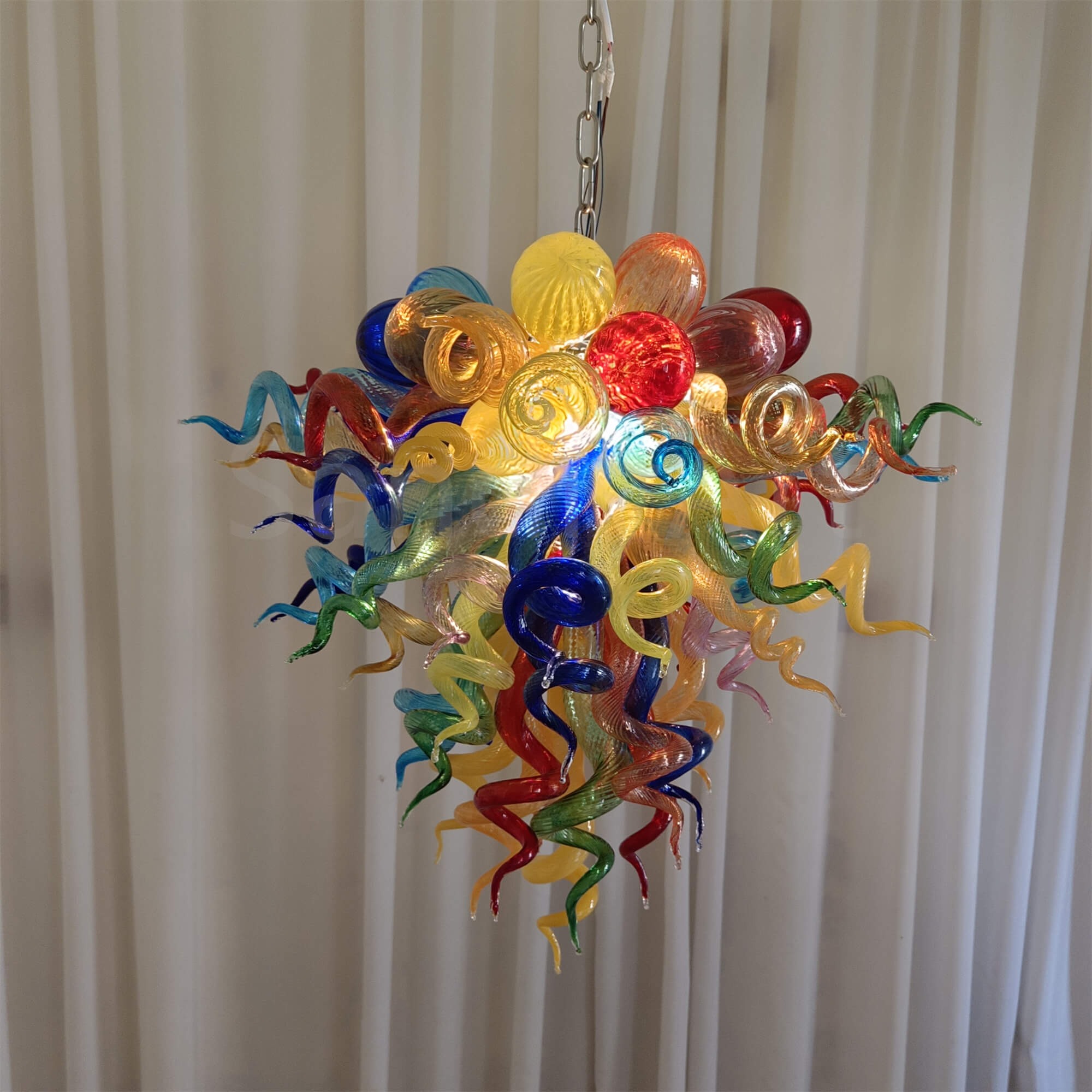 Muticolor blown glass chandelier