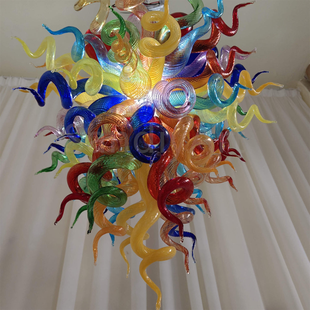Muticolor blown glass chandelier