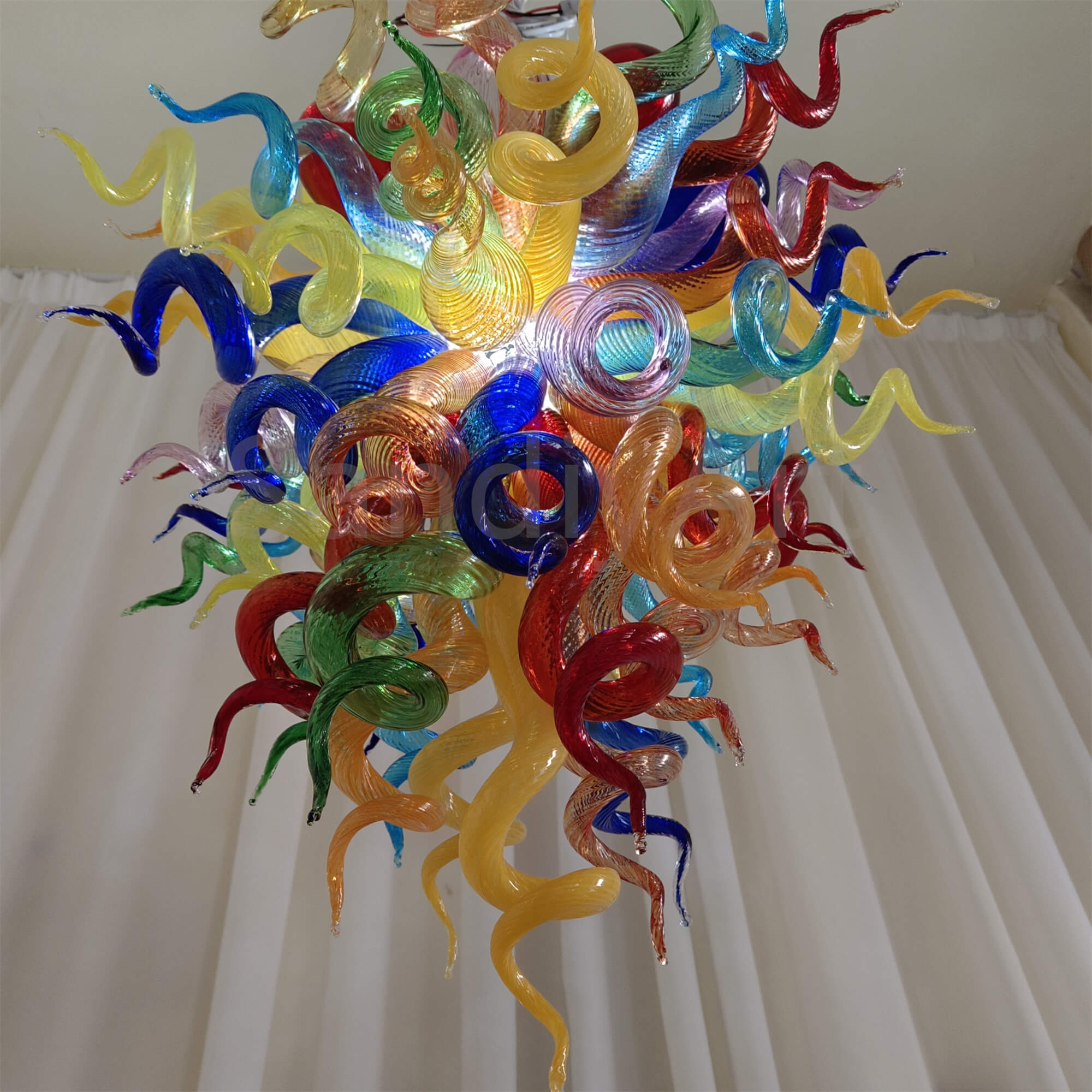 Muticolor blown glass chandelier