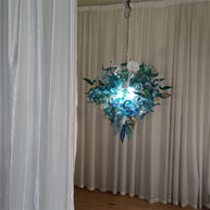 Chihuly style hand made blown glass mixed blue color chandelier ligthing art