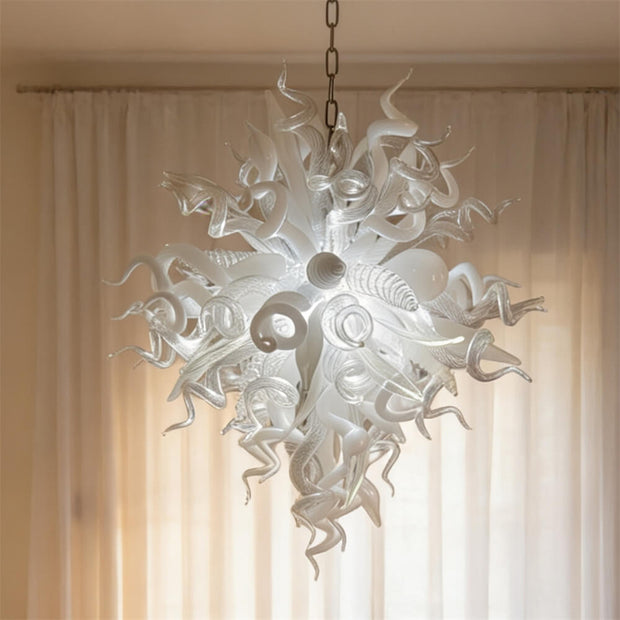 Modern design white color diy handblown glass chihuly style pendant lamp