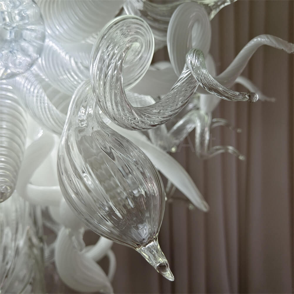 Modern design white color diy handblown glass chihuly style pendant lamp