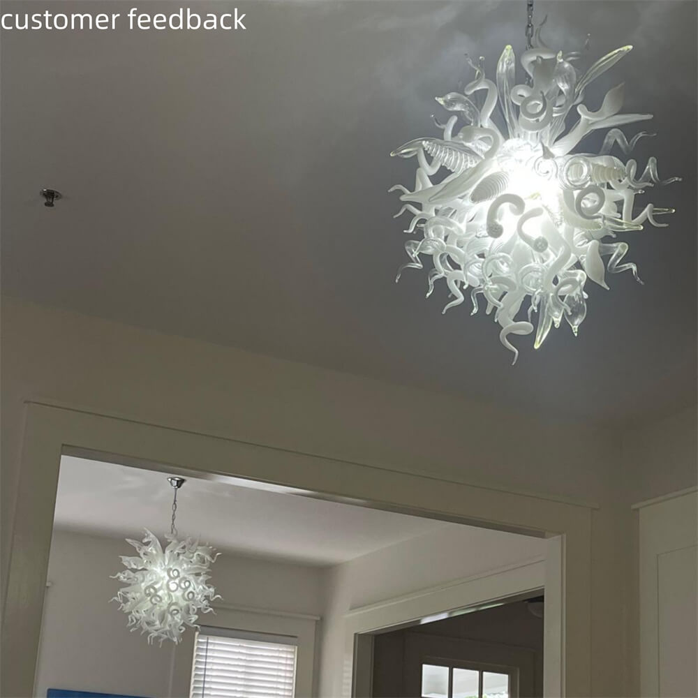 Modern design white color diy handblown glass chihuly style pendant lamp