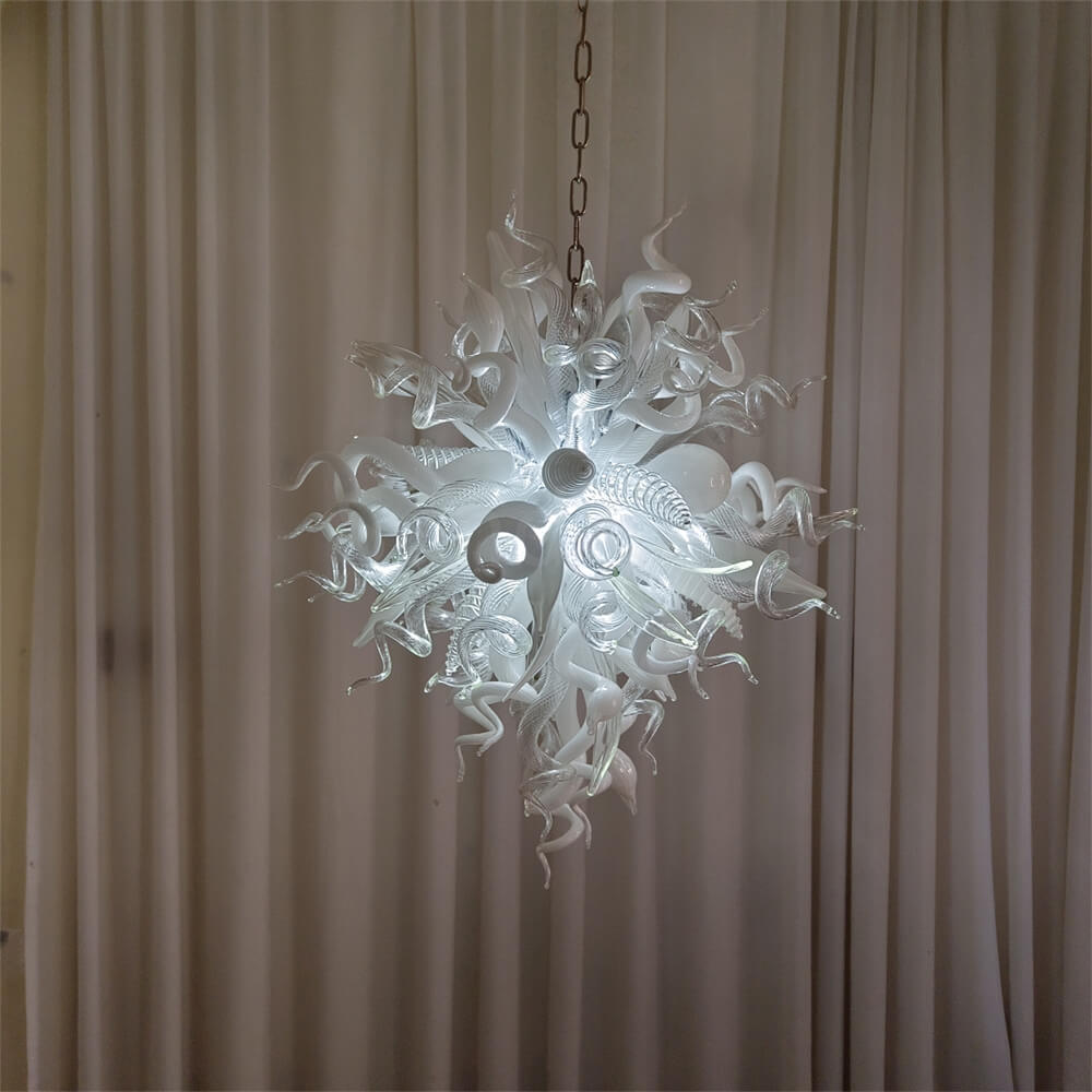 Modern design white color diy handblown glass chihuly style pendant lamp