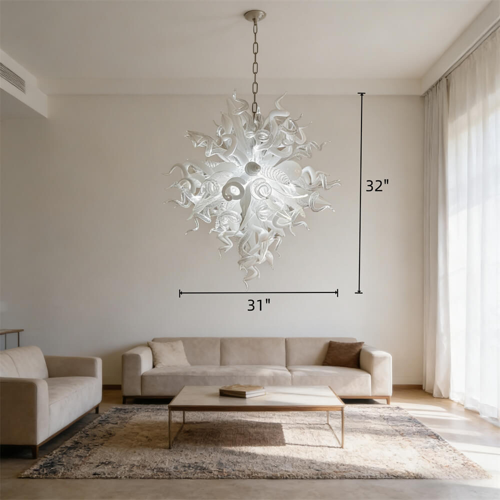 Modern design white color diy handblown glass chihuly style pendant lamp