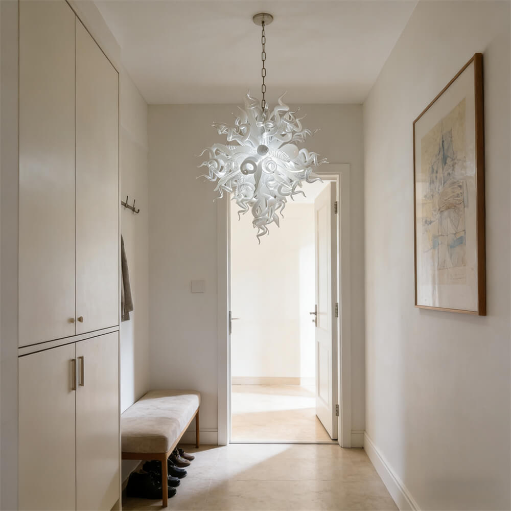 Modern design white color diy handblown glass chihuly style pendant lamp