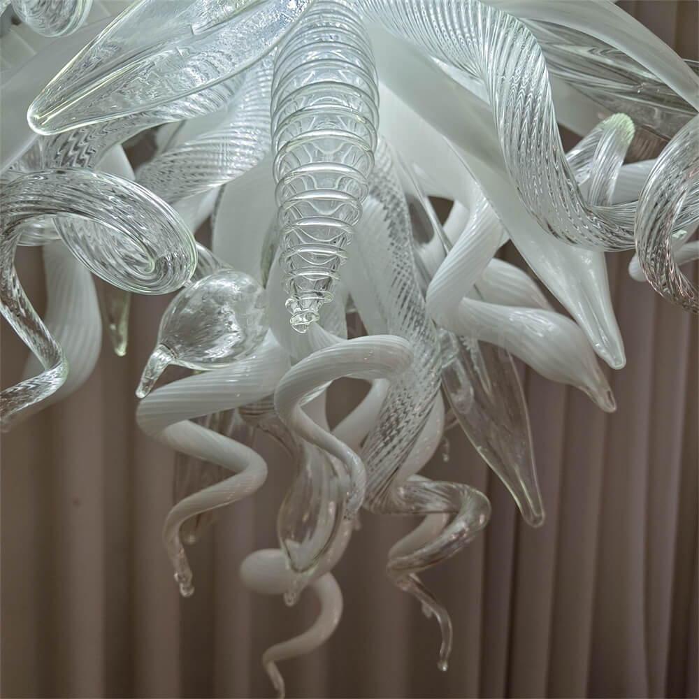Modern design white color diy handblown glass chihuly style pendant lamp