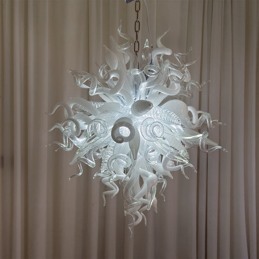 Modern design white color diy handblown glass chihuly style pendant lamp