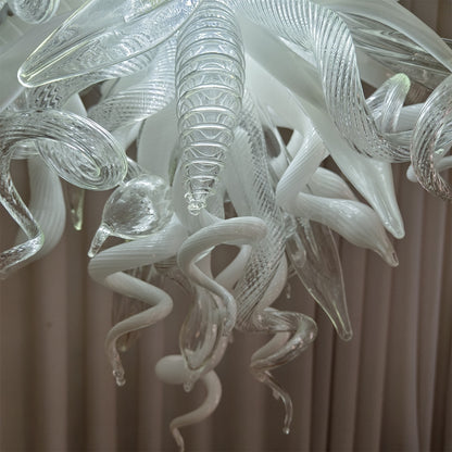 Modern design white color diy handblown glass chihuly style pendant lamp