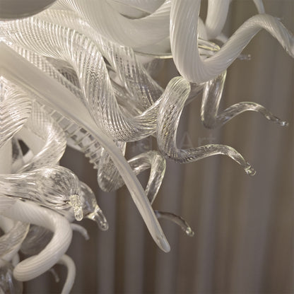 Modern design white color diy handblown glass chihuly style pendant lamp