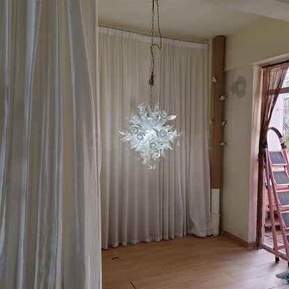 Modern design white color diy handblown glass chihuly style pendant lamp