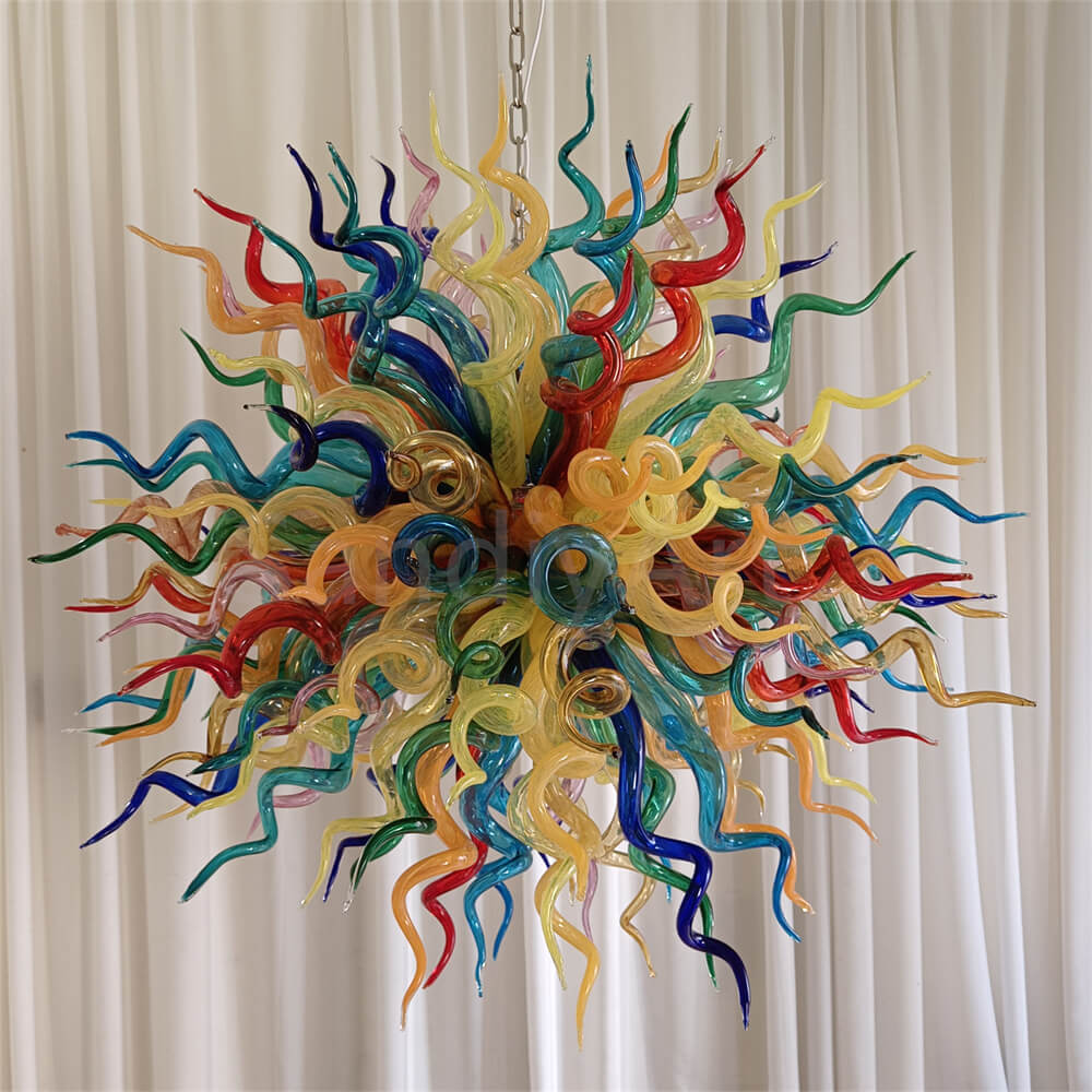 Multicolor round shape hand made murano glass chihuly style art chandelier