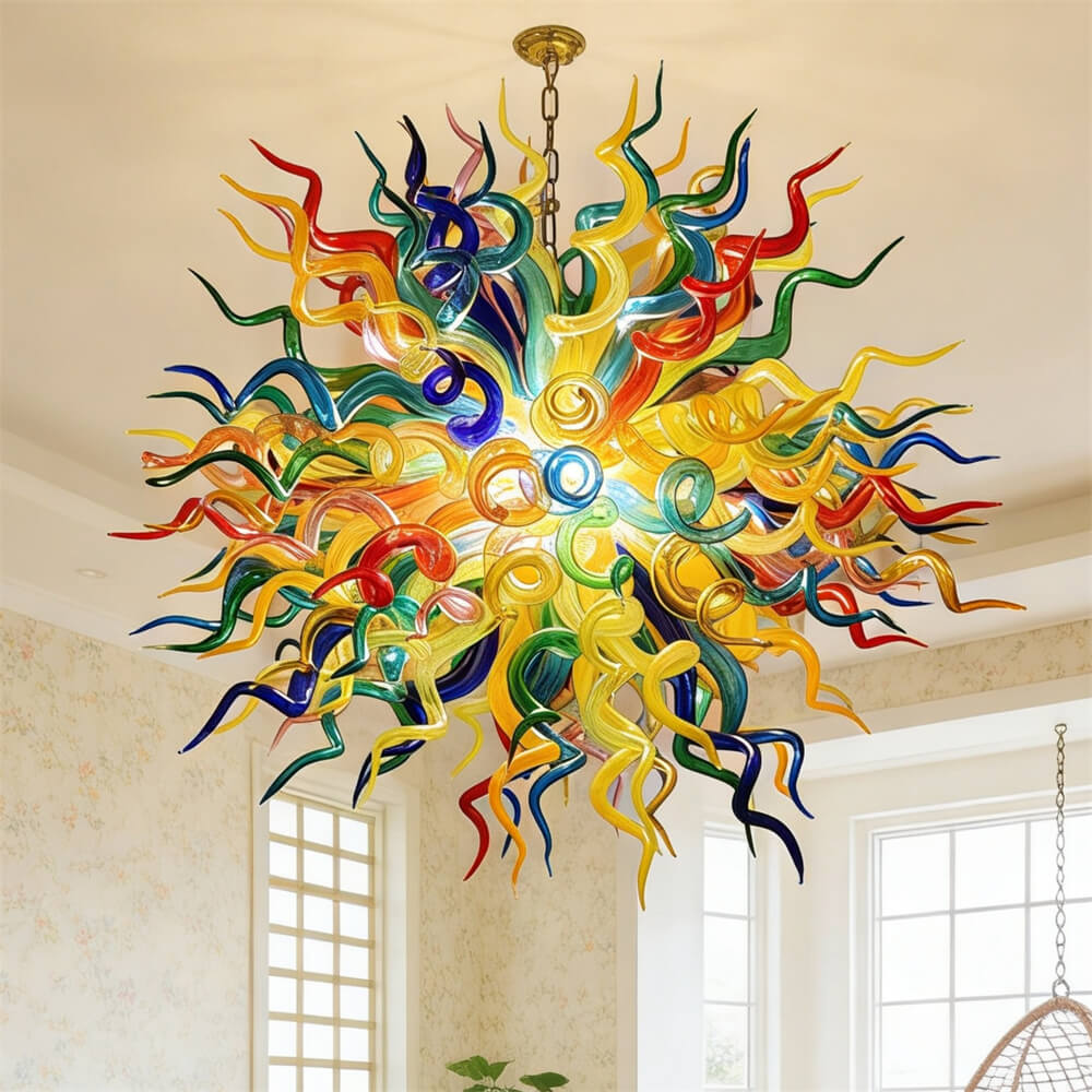 Multicolor round shape hand made murano glass chihuly style art chandelier