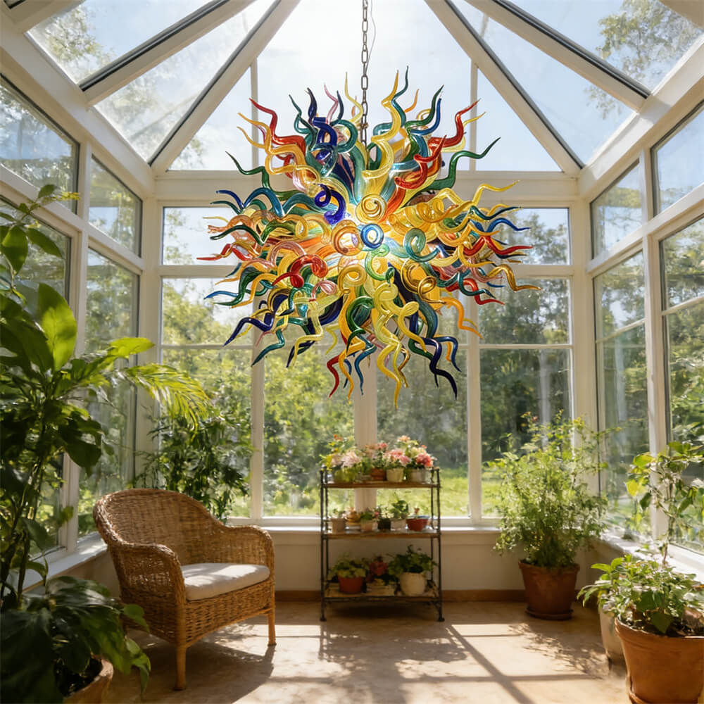Multicolor round shape hand made murano glass chihuly style art chandelier