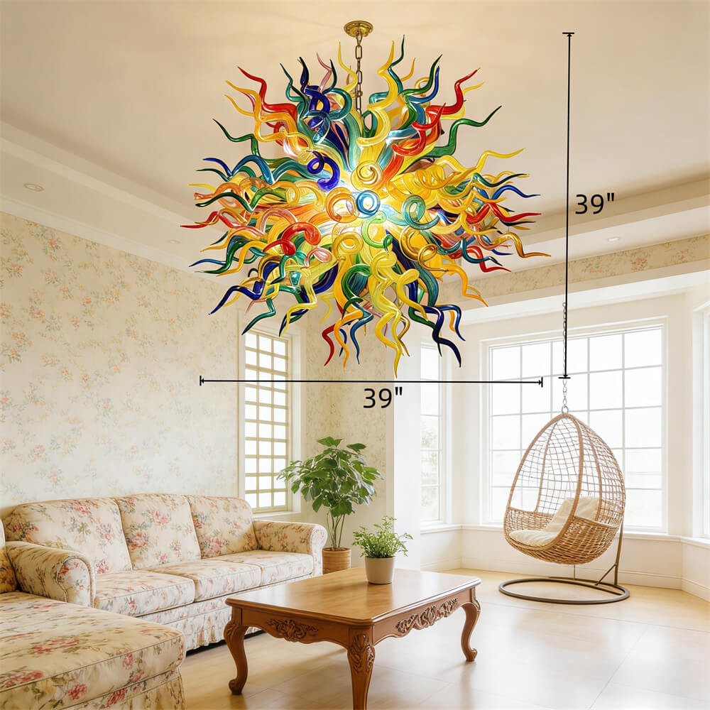 Multicolor round shape hand made murano glass chihuly style art chandelier