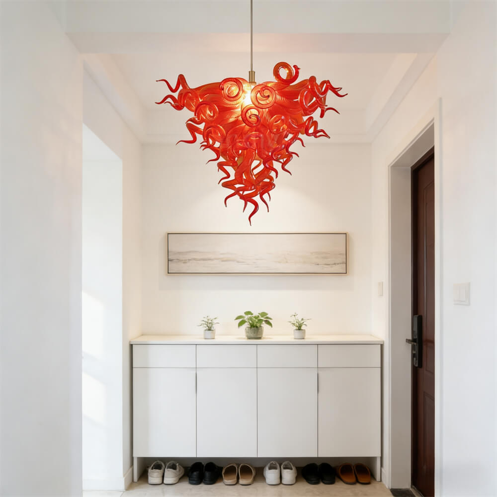 Wedding holiday festival decoration blown glass red chandelier art