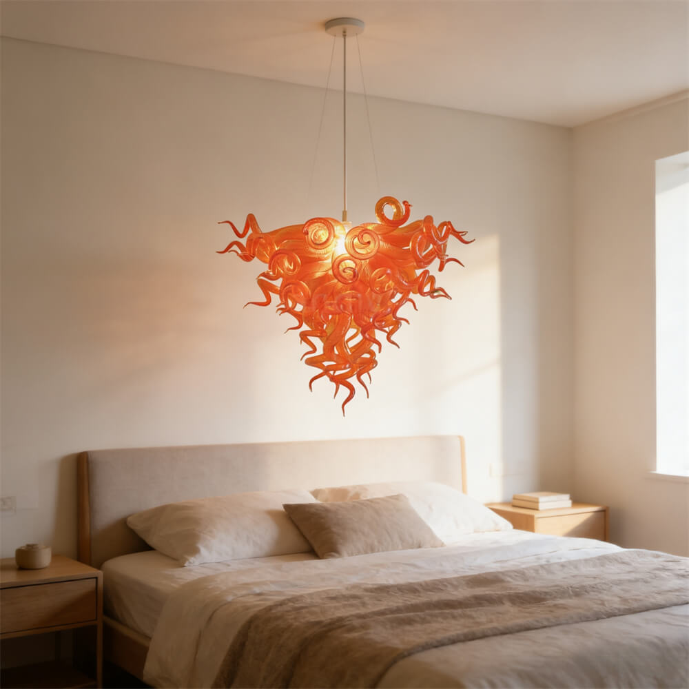 Wedding holiday festival decoration blown glass red chandelier art