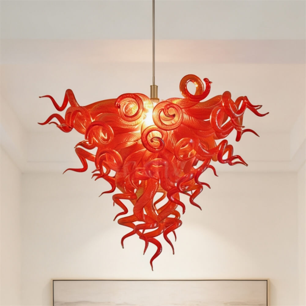 Wedding holiday festival decoration blown glass red chandelier art