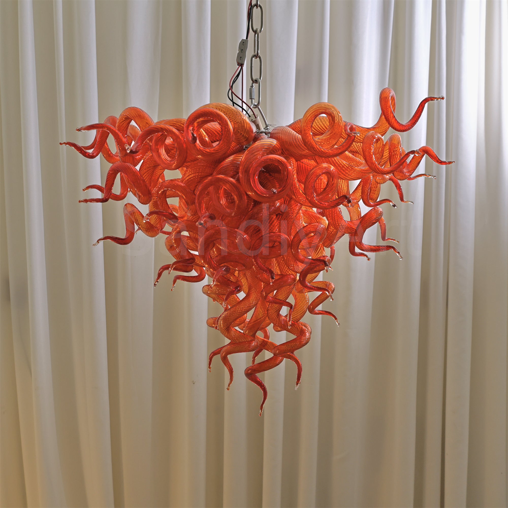 Wedding holiday festival decoration blown glass red chandelier art