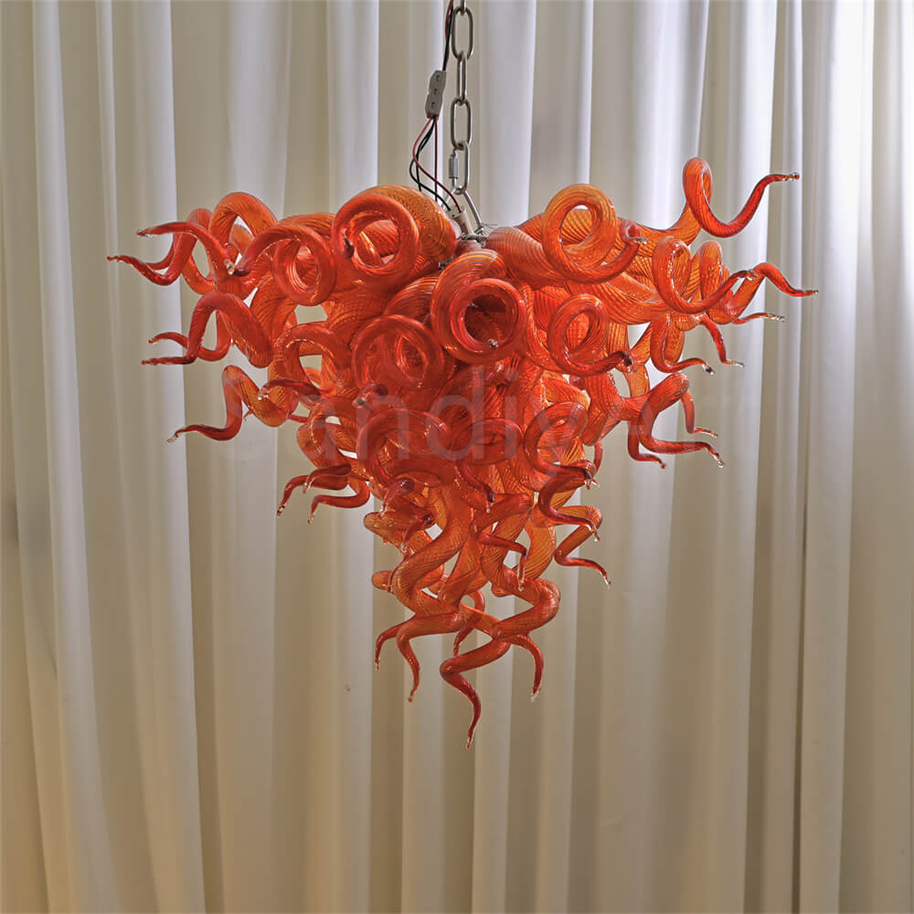 Wedding holiday festival decoration blown glass red chandelier art