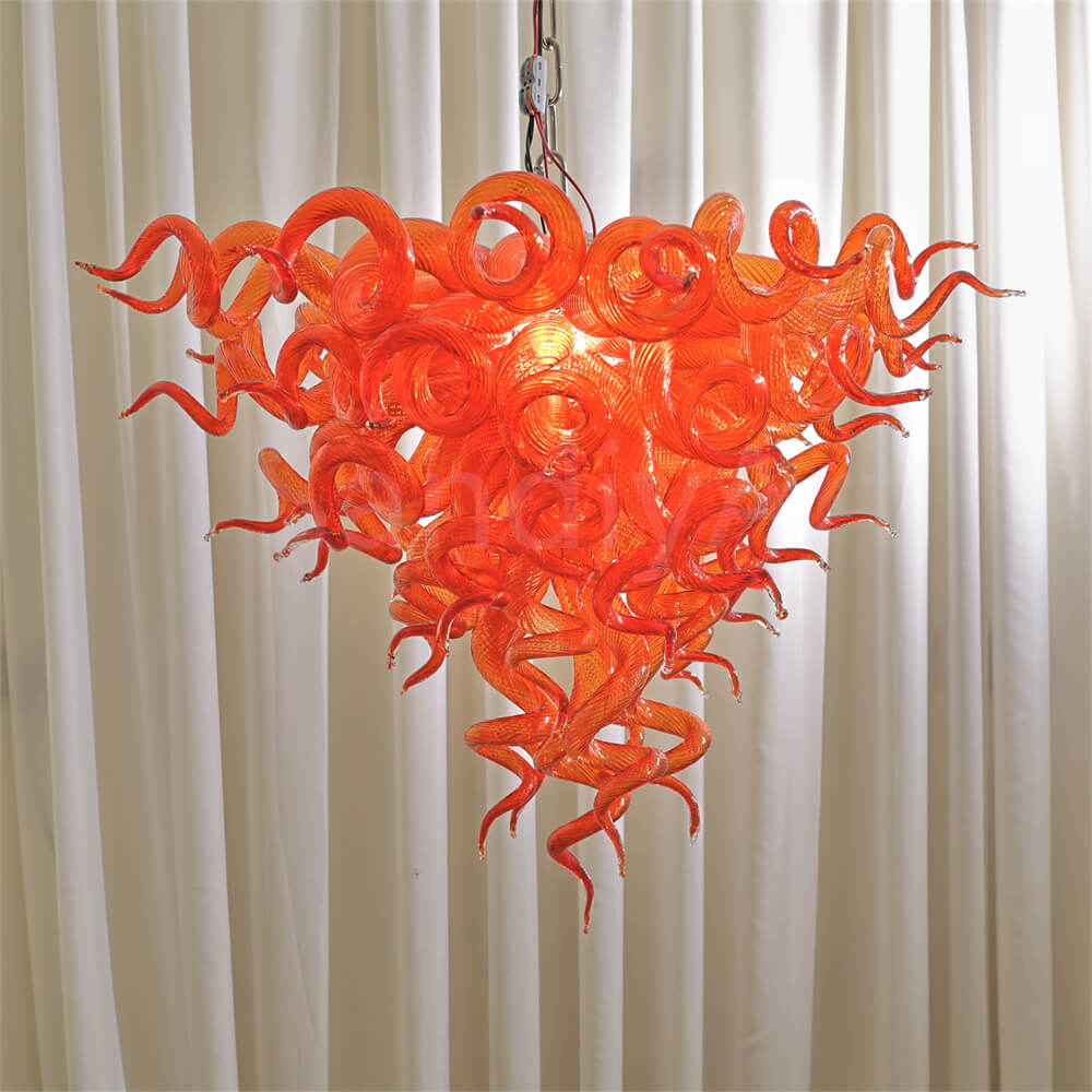 Wedding holiday festival decoration blown glass red chandelier art