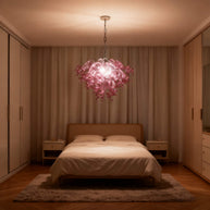 blown glass pink chandelier