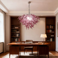 blown glass pink chandelier