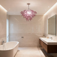 blown glass pink chandelier