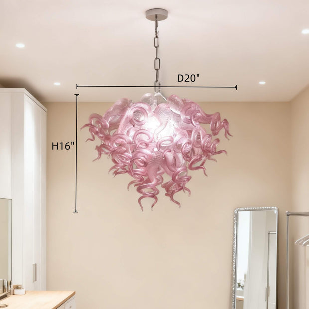 blown glass pink chandelier