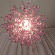 blown glass pink chandelier