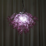 blown glass pink chandelier