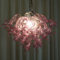 blown glass pink chandelier
