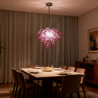 blown glass pink chandelier