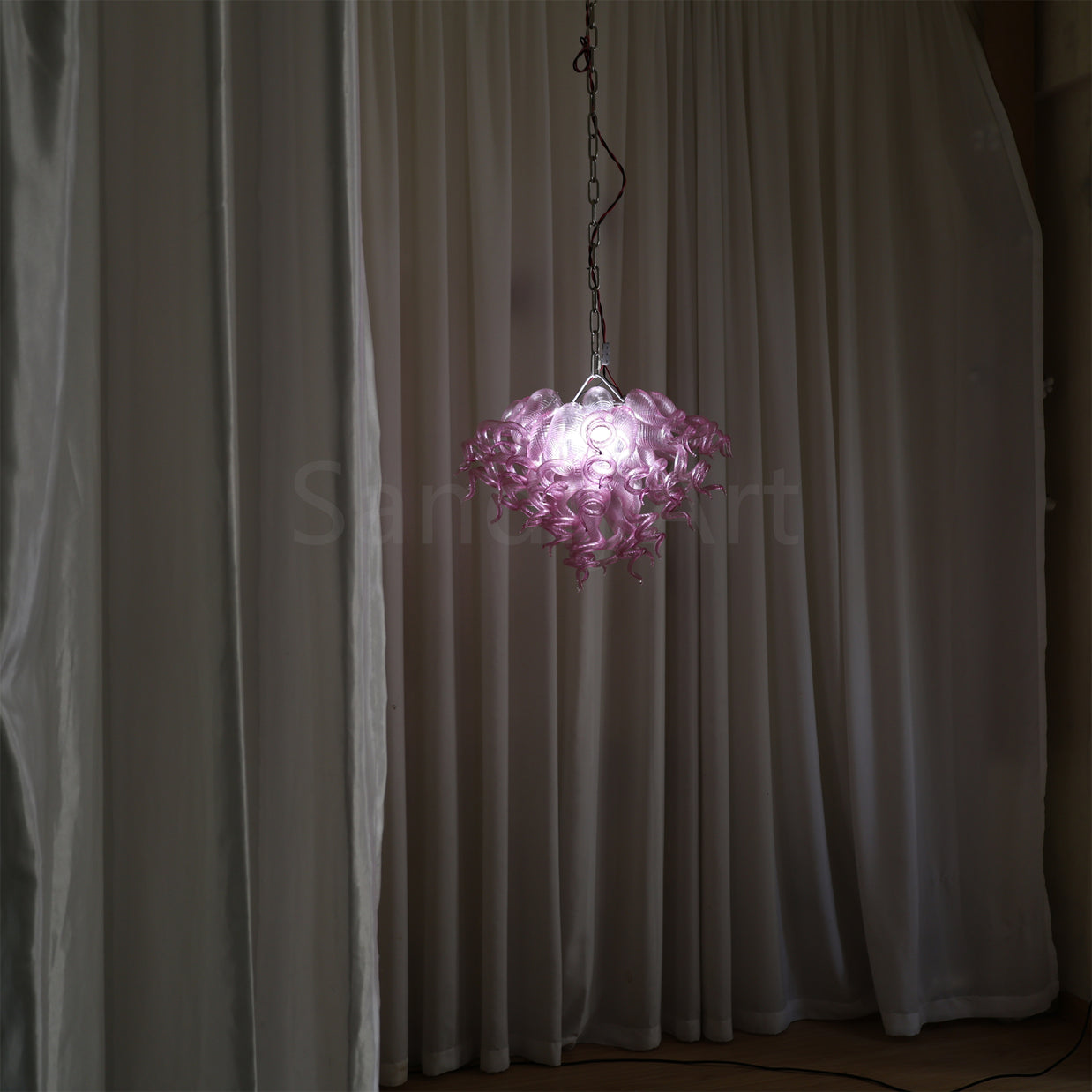 Chihuly lighting art hand made blown glass pink chandelier dining room decoration