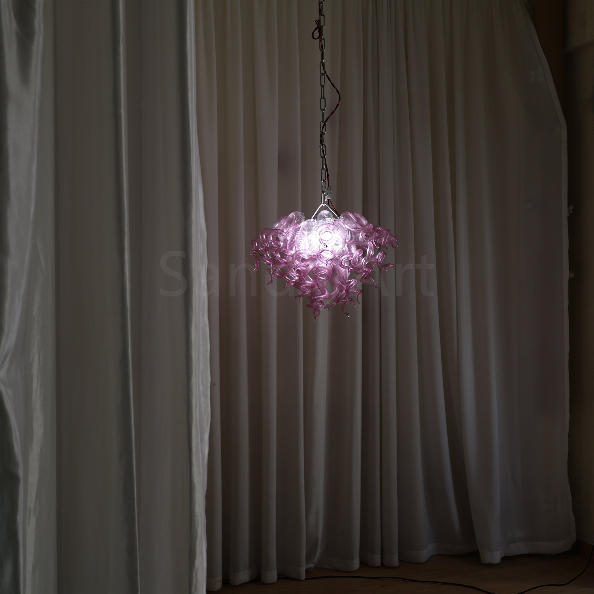 Chihuly lighting art hand made blown glass pink chandelier dining room decoration
