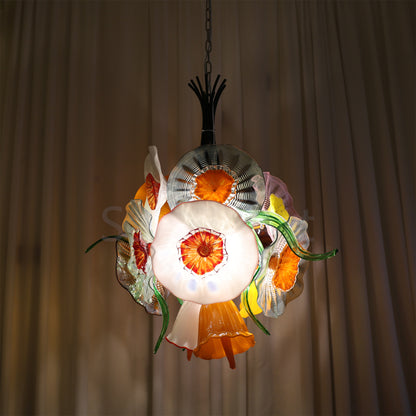 Specail design Inspired by flowers in nature hand made blown glass flower chandelier decoration for dining room, bed room, living room, Entrance