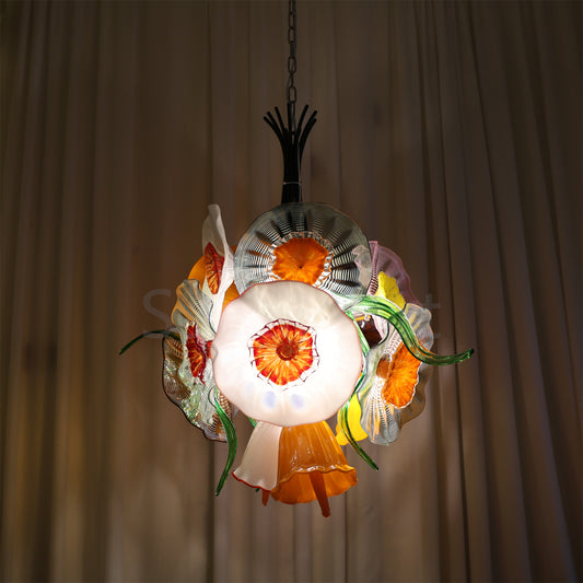 Specail design Inspired by flowers in nature hand made blown glass flower chandelier decoration for dining room, bed room, living room, Entrance